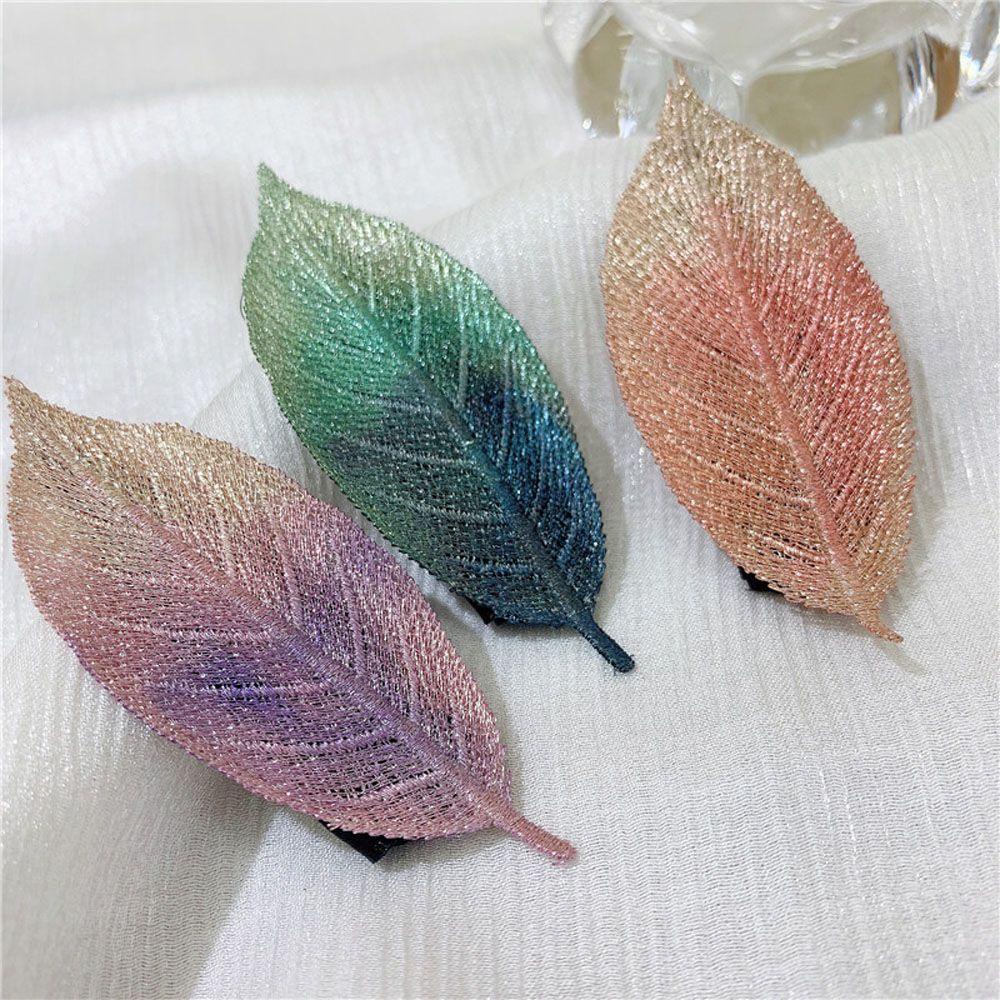 Kẹp Tóc Hình Chiếc Lá Màu Gradient Dễ Thương Xinh Xắn WMES15H