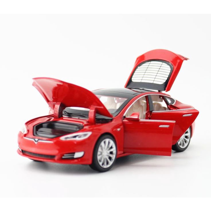 Mô hình xe TESLA MODEL S 1:32 có đèn âm thanh ô tô đồ chơi trẻ em hợp kim oto xe hơi mini bằng thép