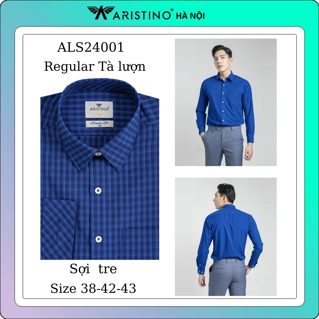 Áo sơ mi nam công sở dài tay ARISTINO sợi tre kháng khuẩn có túi Als24001