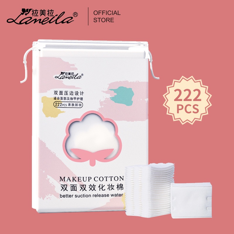 Bông Tẩy Trang Lameila Hồng 222 miếng Cotton Pads Mềm Dai Mẫu Mới Nhất