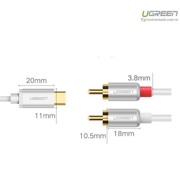 Cáp chuyển đổi USB Type C to RCA dài 3m chính hãng Ugreen 30737 cao cấp  - Phân Phối Chính Hãng