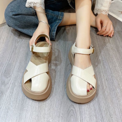 Giày Sandal Đế Dày Phong Cách Retro Thời Trang Mới Cho Nữ