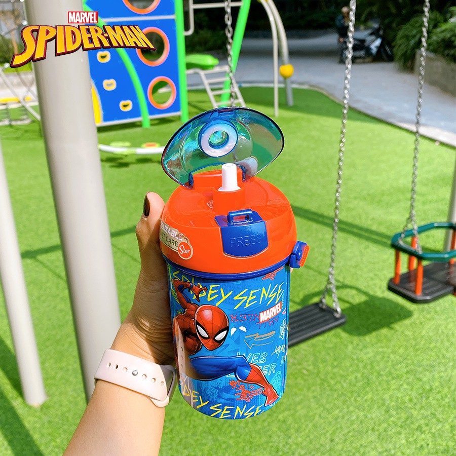 Bình Nước SieuKid Pop Up Canteen Spider-Man Graffiti 450ml Chính Hãng