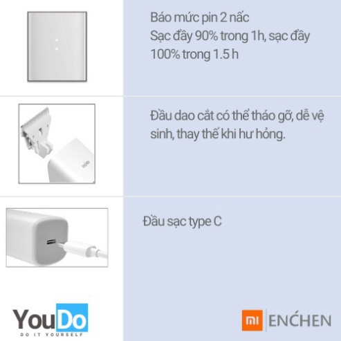 Tông đơ cắt tóc Xiaomi-Enchen Boost