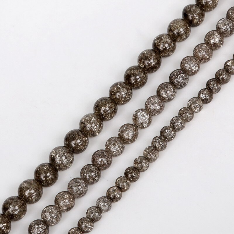 Chuỗi hạt tròn đá thạch anh tự nhiên họa tiết vết nứt trắng 6 8 10mm dùng vòng tay thủ công