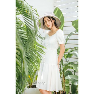 Đầm midi size M Dressup by Missxu trắng kem