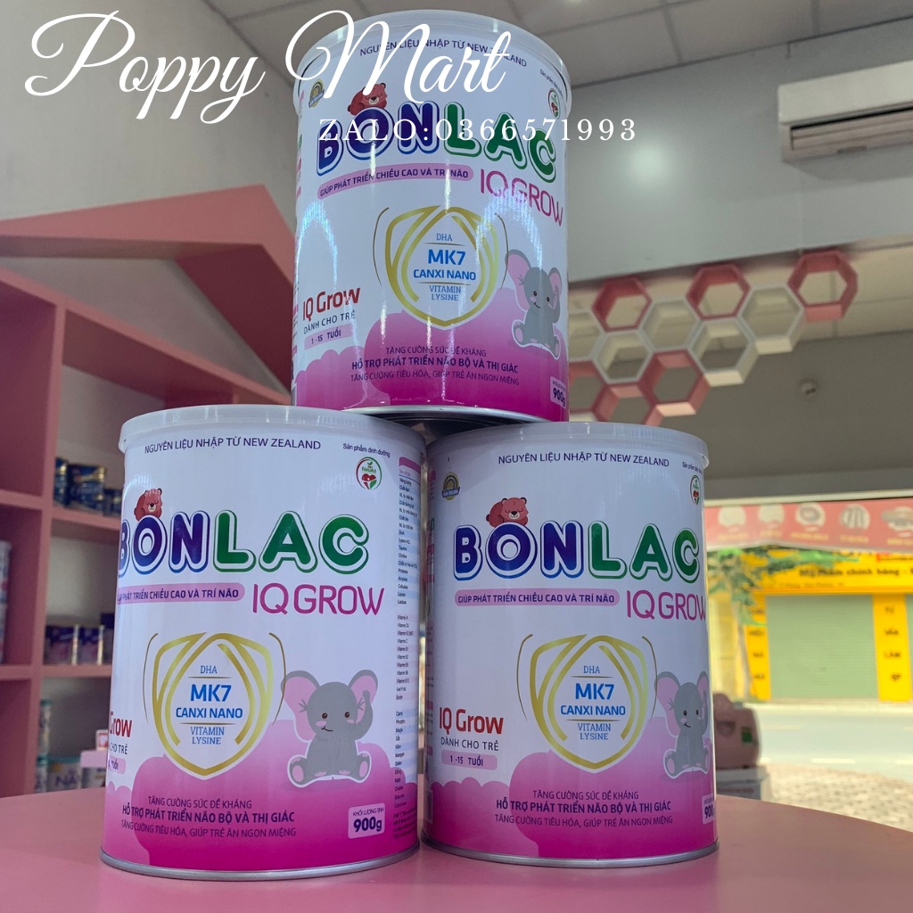 {Chính Hãng} Sữa bột BONLAC IQ GROW 900G-cho trẻ từ 1-15 tuổi-hỗ trợ phát triển chiều cao-cân nặng.
