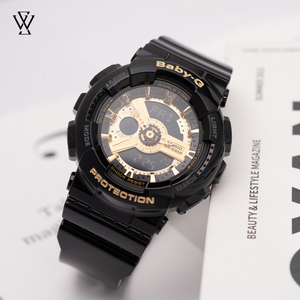Đồng Hồ Điện Tử Nữ Casio Baby-G  WATCHSTORE BA-110-1ADR Thiết Kế Mặt Kính Khoáng 43.5mm, Dây Và Vỏ Nhựa Bền Bỉ