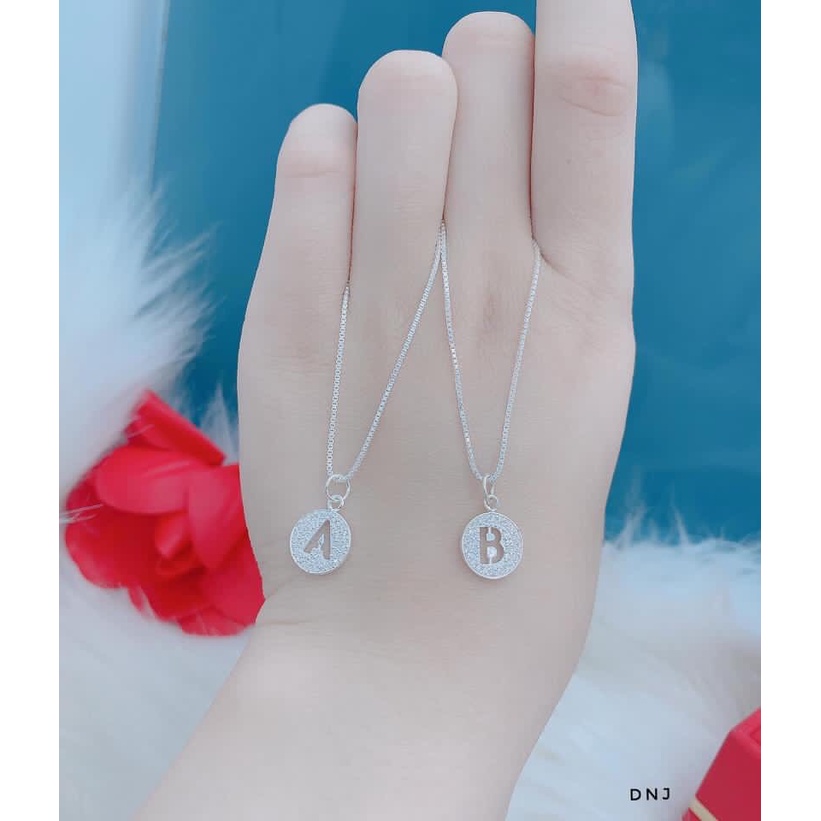 Dây chuyền nữ bạc Ý s925 mặt chữ cái đính đá nhỏ theo tên - Kho sỉ bạc Nhất Linh