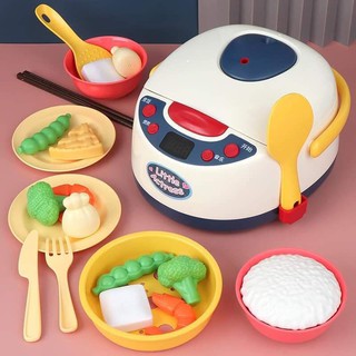 ĐỒ CHƠI NẤU ĂN NHÀ BẾP - NỒI CƠM ĐIỆN CHẠY PIN CÙNG 19 MÓN HÀNG LOẠI 1