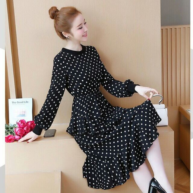 🌹😍❤ĐẦM DÁNG XÒE CHẤM BI XẾP 3 TẦNG CAO CẤP QC285479🍒😘🍀