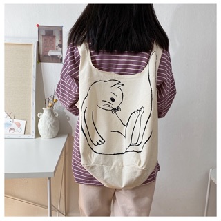 Túi tote mèo vải canvas vừa a4