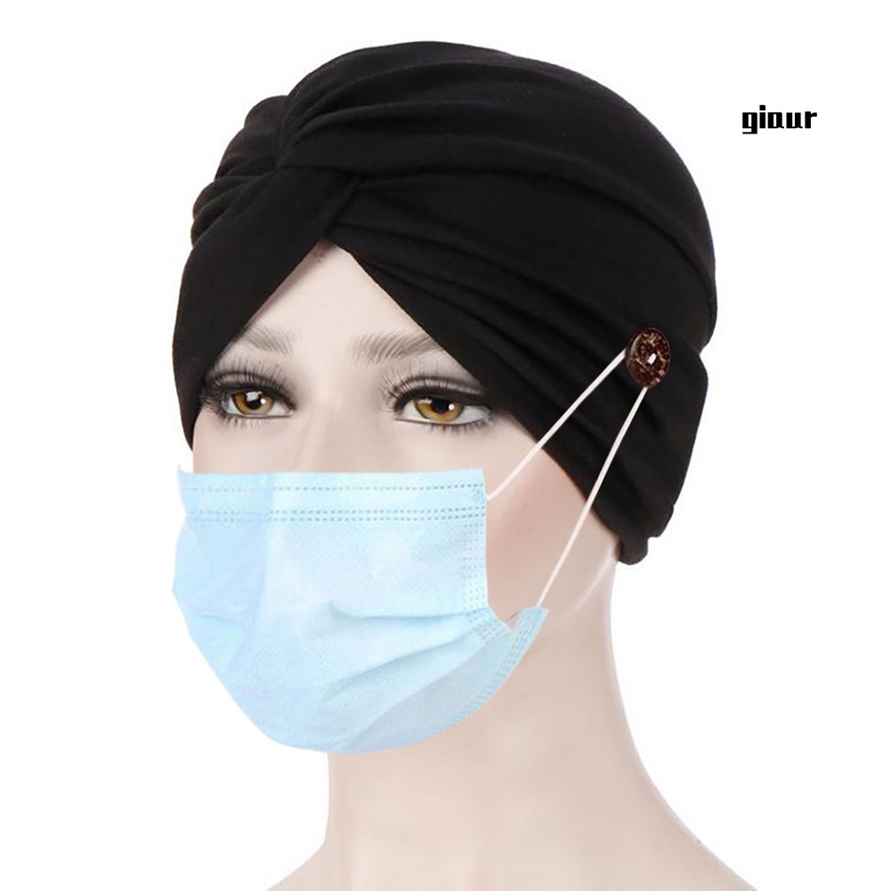 Mũ Beanie Màu Trơn Đính Nút Thời Trang Cho Nữ