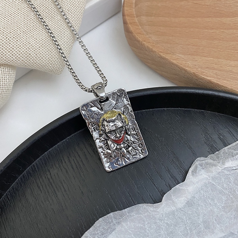 XiaoboACC Dây Chuyền Bằng Thép Không Gỉ Mặt Dây Hình Joker Phong Cách Hip Hop Dài - 60cm
