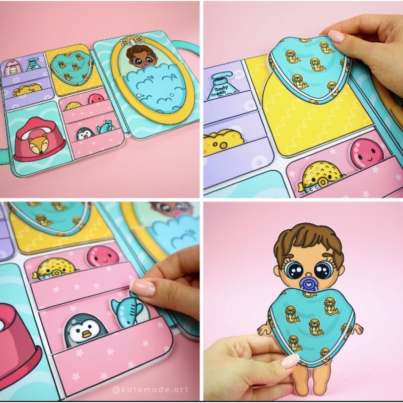 Ngôi nhà búp bê giấy búp bê giấy em bé siêu đáng yêu