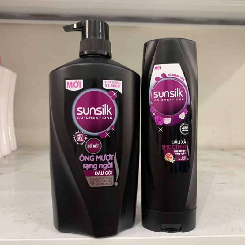 Combo Dầu gội Sunsilk óng mượt rạng ngời 900g + Dầu xả Sunsilk óng mượt rạng ngời 320g