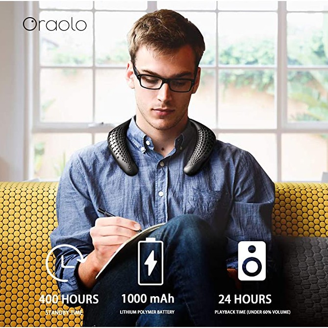 Loa đeo cổ Bluetooth Oraolo, không dây, Loa cá nhân di động Chống nước IPX5, Mic tích hợp Bluetooth 5.0, hỗ trợ thẻ nhớ