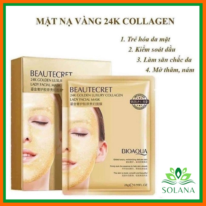 Mặt Nạ Thuỷ Tinh Collagen Vàng 24k, Mặt Nạ Phục Hồi, Làm Đều Màu Da, Serum Dưỡng Trắng Da SOLANA