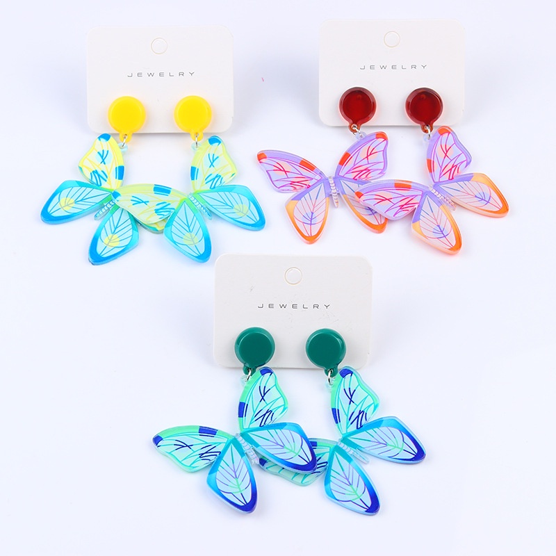 1 Đôi Bông Tai Acrylic Hình Bướm Nhiều Màu Dễ Thương Dành Cho Nữ