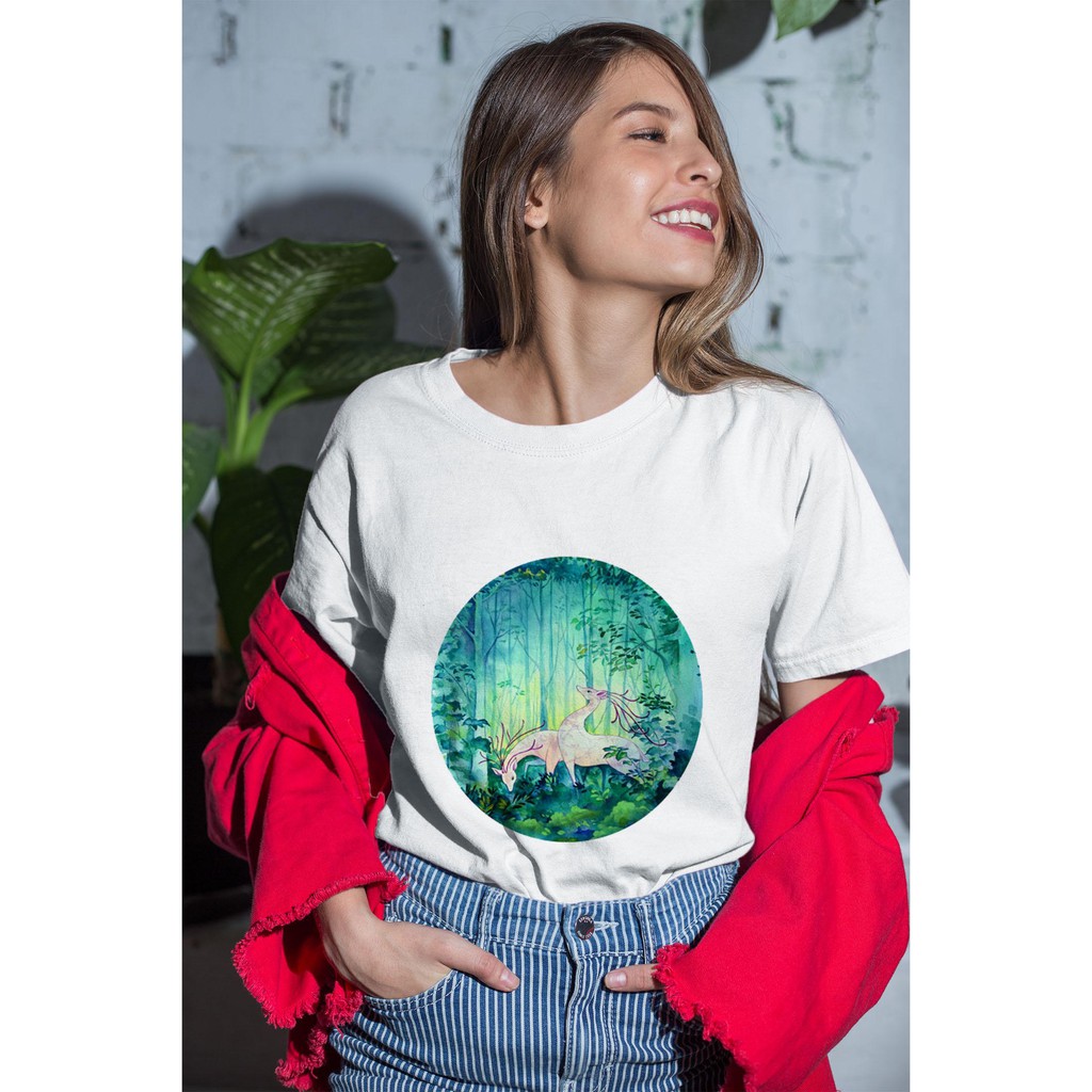 Áo thun Nữ in hình 2 con nai dễ thương - Cotton Thun - Phong Cách Dẽ Thương - Cá Tính Và Đẹp