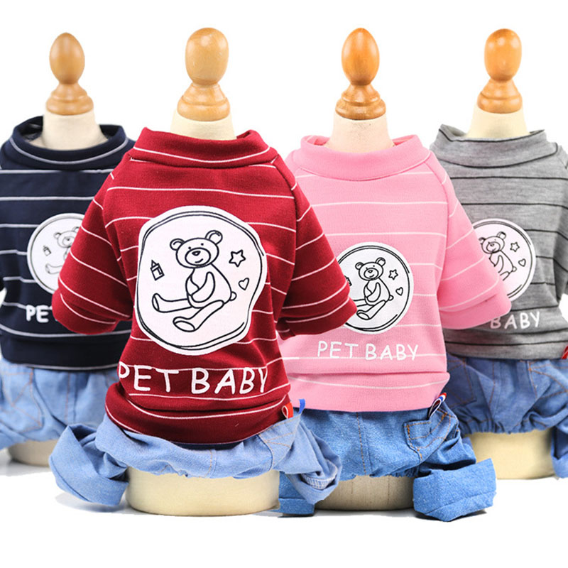 Áo Cotton Bốn Lớp Họa Tiết Hoạt Hình Thời Trang Xuân Thu Cho Thú Cưng