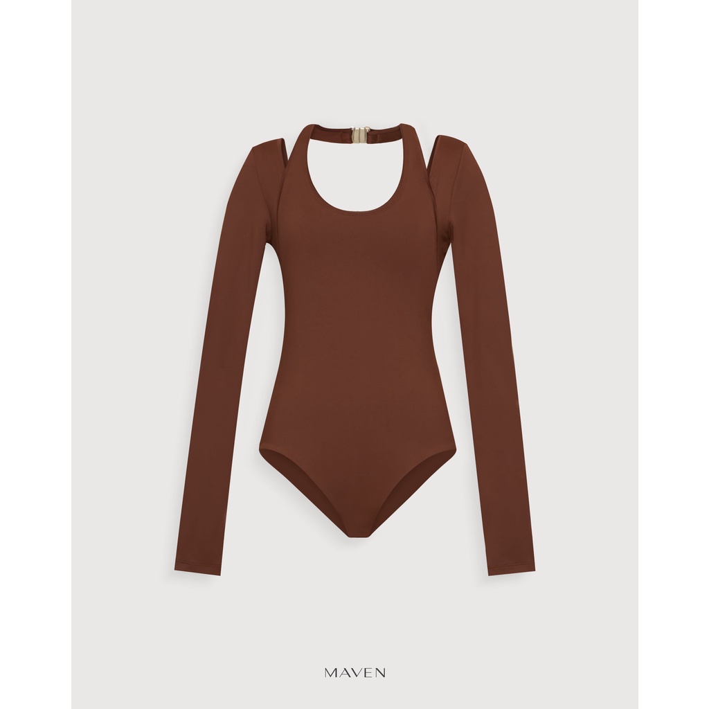 MAVEN - Bodysuit nâu khoét vai tay dài Heize