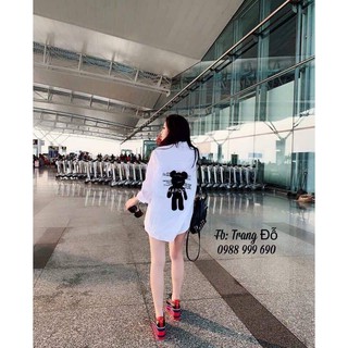 Áo sơ mi trắng in gấu NTA0319