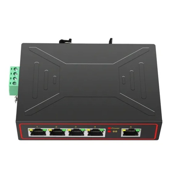 Switch chia 5 cổng mạng ethernet, bộ chia mạng gắn rail công nghiệp, chạy rất trâu và bền bỉ