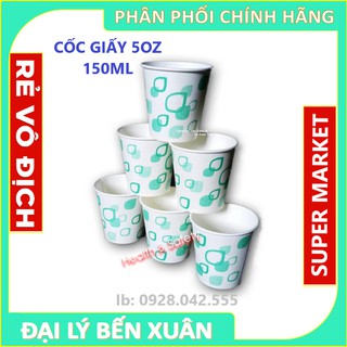 Combo 500 cốc giấy ly giấy Hàn Quốc 5OZ 150ml - Màu xanh lá