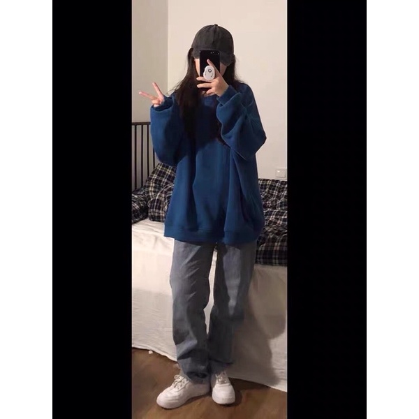 Áo nỉ da cá màu xanh than