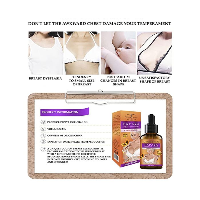 [Có Hàng Sẵn] Aichun Tinh Dầu Nở Ngực Chiết Xuất Trái Đu Đủ Papaya Breast Enhancement Oil 30ml (Có Che Tên) | BigBuy360 - bigbuy360.vn
