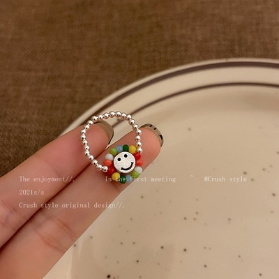 Nhẫn Hở Đính Hạt Hình Mặt Cười Màu Sắc Cá Tính Thời Trang Hàn Quốc
