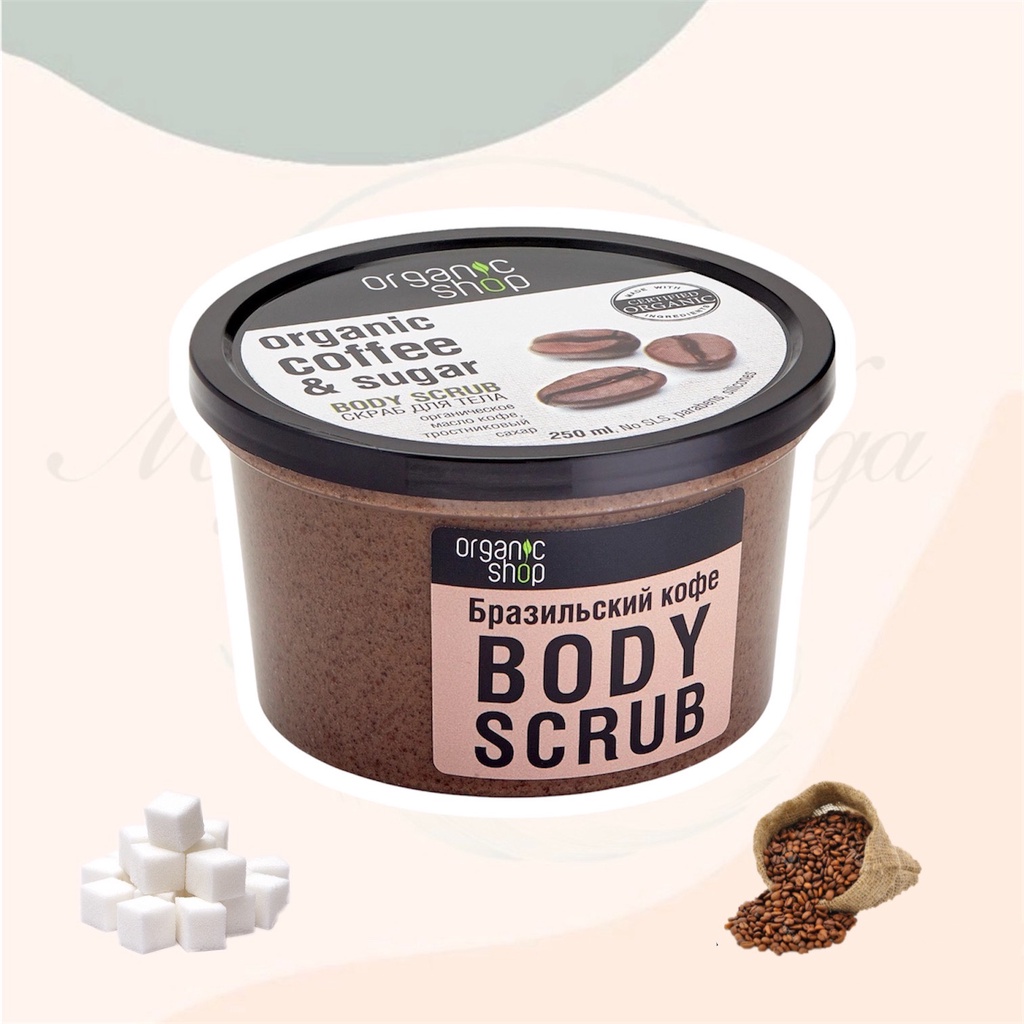 Tẩy da chết body chiết xuất cà phê Organic shop - Tẩy tế bào chết body cà phê