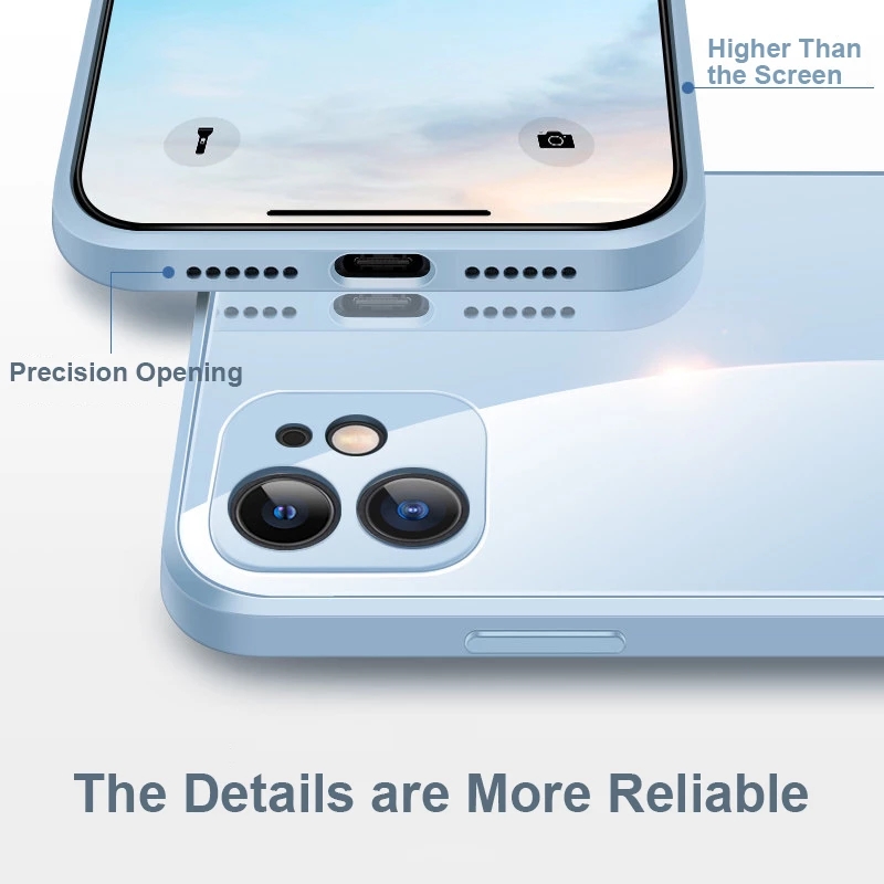 9H Chống sốc cứng Kính cường lực Vỏ silicone lỏng Đối với iPhone 12 11 Pro Max Mini X XR XS Max 7 8 Plus Vỏ bọc Vỏ hộp bảo vệ máy ảnh