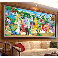 Thập Nhị Mỹ Nhân Tranh đá kim cương đa sắc ABC DF2352 chưa đính