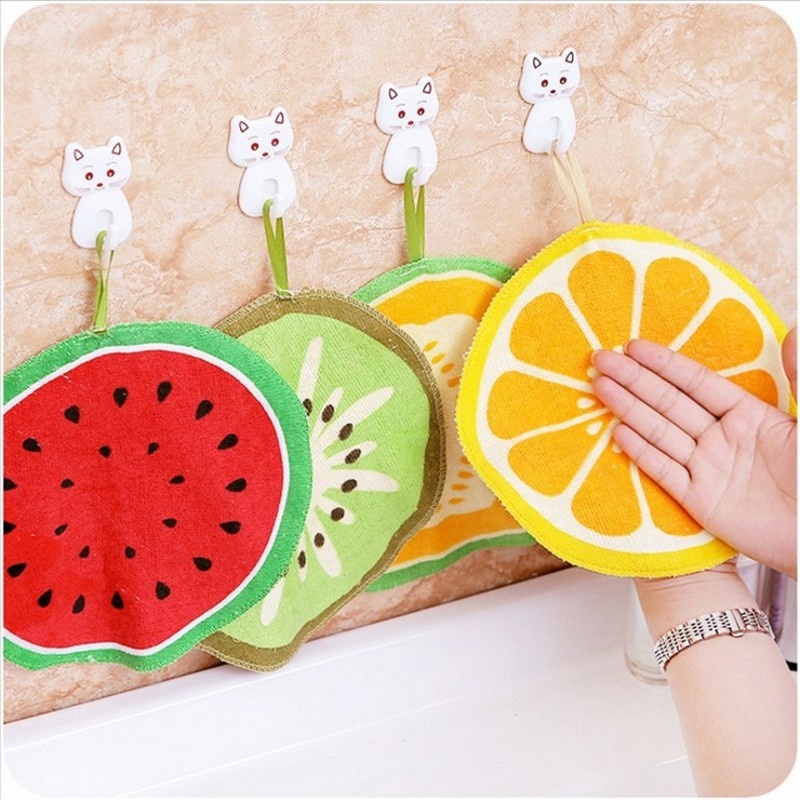 Khăn lau hình trái cây hoạt hình dễ thương dùng để lau tay/mặt/chén dĩa dùng trong nhà bếp và phòng tắm