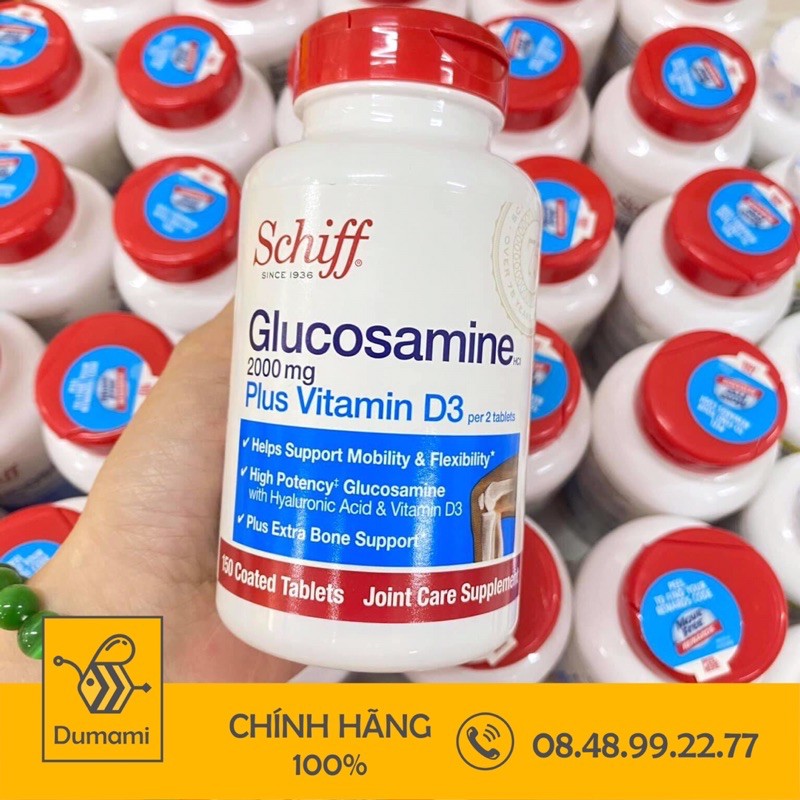 Schiff Glucosamine 2000mg Plus Vitamin D3 150Viên hỗ trợ Xương Khớp của Mỹ