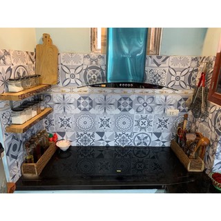Set 32 ô decal gạch bông dán tường, dán bếp