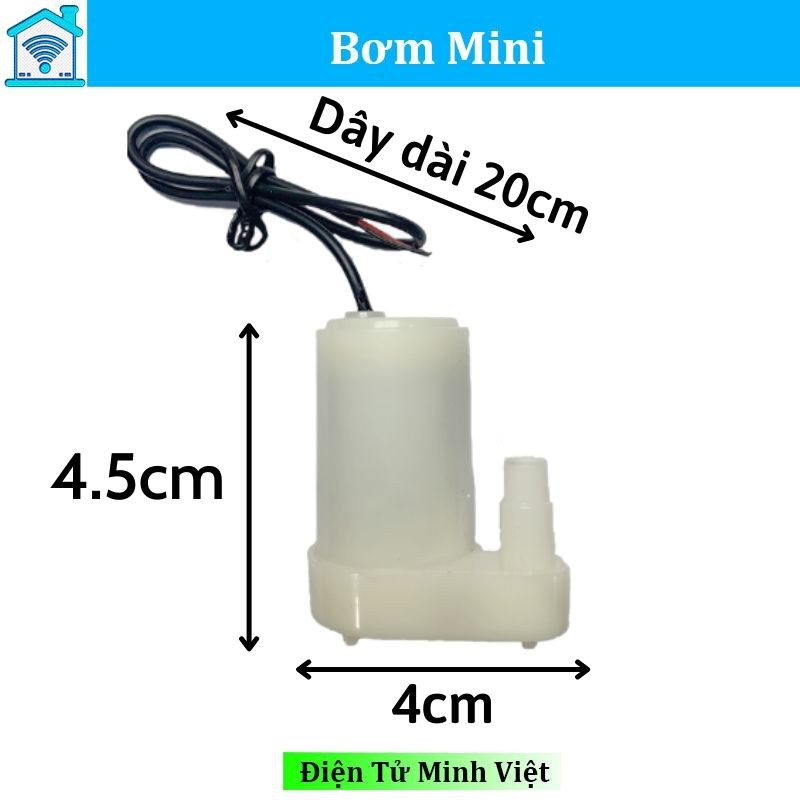 Máy bơm mini bơm chìm siêu nhỏ 3V-5V bơm mạnh và êm lưu lượng 96 lít một giờ