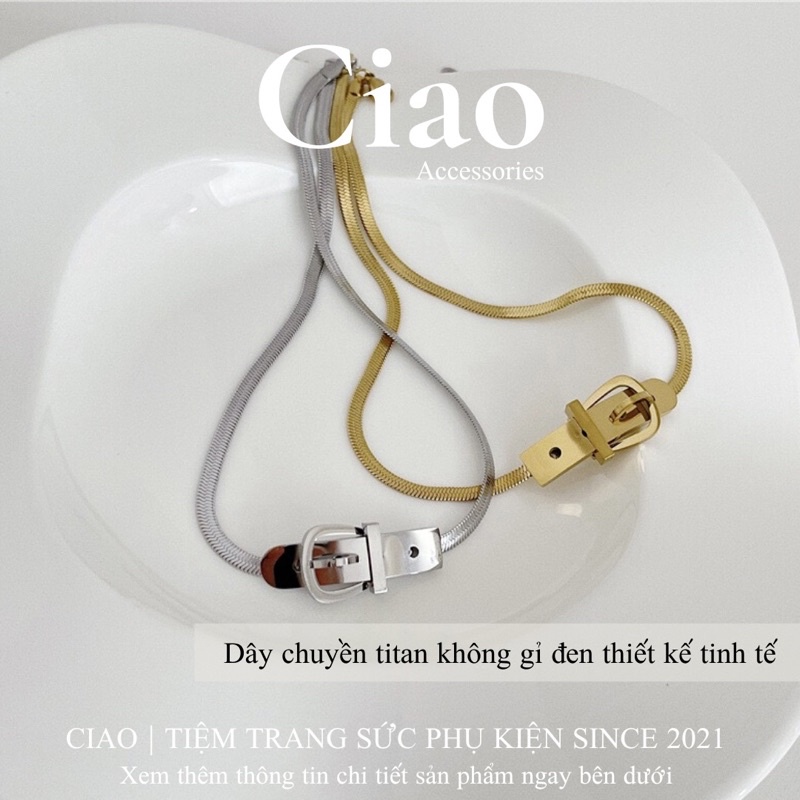 [HOẢ TỐC 1H] Dây chuyền/ Vòng cổ titan không gỉ thiết kế hình đầu khoá trendy mới lạ Abigail Ciao
