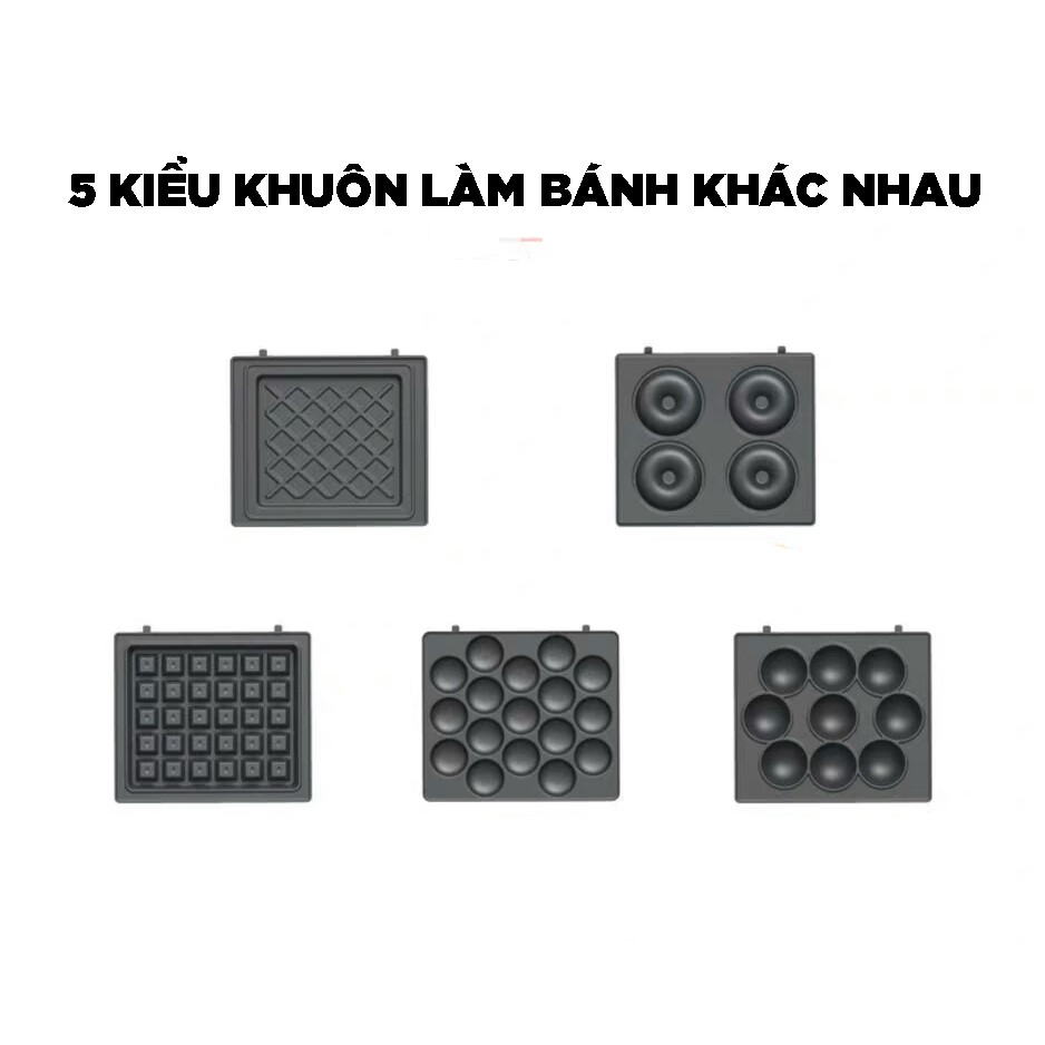 SẴN- MÁY NƯỚNG BÁNH ĐA NĂNG ECX ĐỦ 5 LOẠI KHUÔN LÀM BÁNH WAFFLE BÁNH TRỨNG GÀ NON, BÁNH DONUT, BÁNH SANDWICH