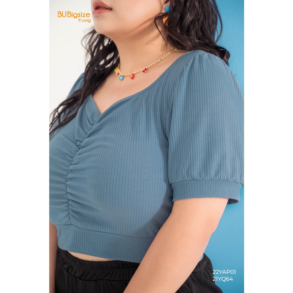 Áo thun nhún dọc thân trước BIGSIZE (55kg đến 95kg) - 22YAP01 - [BU Bigsize Young]