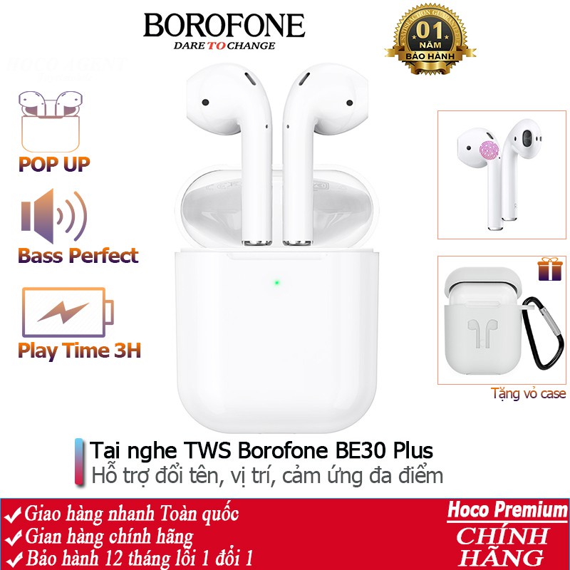 Tai Nghe Tws Bluetooth 5.0 Borofone Be30 Plus Pop Up, Hỗ Trợ Định Vị, Đổi Tên, Cảm Ứng Đa Điểm, Nhét Tai Chính Hang