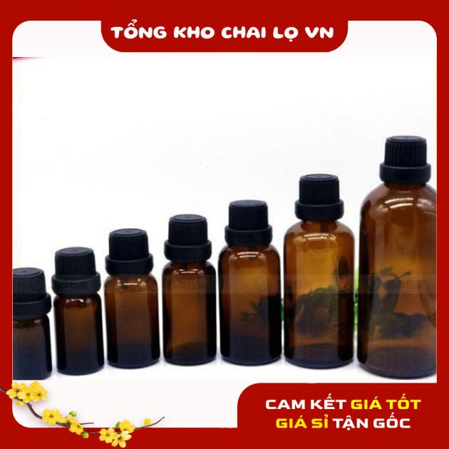 Lọ Chiết Serum ❤ SIÊU RẺ ❤ [15ml,20ml,30ml] Lọ đựng tinh dầu thủy tinh nắp vặn đen , lọ chiết tinh dầu .