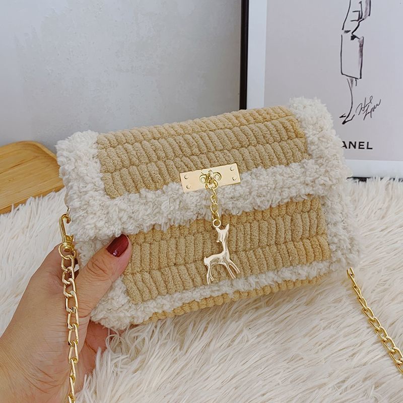 Túi Handmade Đeo Chéo Nữ Tự Đan Bằng Len Xách Tay Dây Xích Thời Trang Công Sở Hàn Quốc