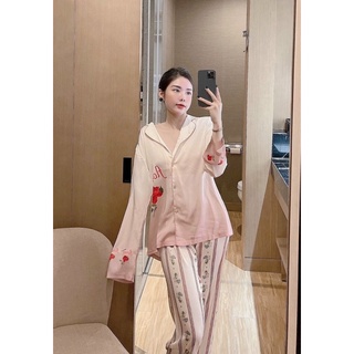 PYJAMA DÀI CÀNH HỒNG CAO CẤP