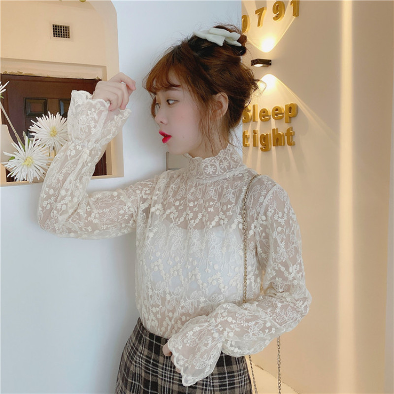 Áo Nữ Tay Dài Phối Ren Thời Trang Quyến Rũ Xinh Xắn
