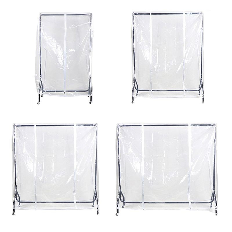 cc Clear Waterproof Dustproof Zip Clothes Rail Cover Clothing Rack Cover Protector Bag Hanging Garment Suit Coat Storage Display