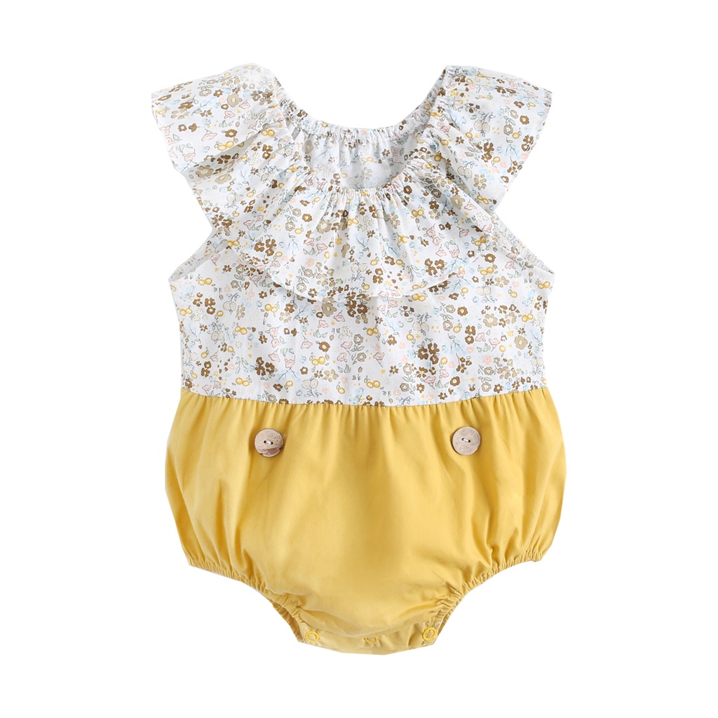 Sanlutoz Áo Liền Quần Tay Ngắn Bằng Vải Cotton In Hoa Dành Cho Bé Gái