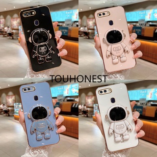 Ốp Điện Thoại Silicon Hình Phi Hành Gia Cho Casing OPPO R15 Pro Case Oppo R17 Pro Case Oppo R11 Case Oppo R11S Case Oppo R15X Case Oppo K1 Case Oppo A32 Case Oppo A53 Case Oppo A33 Luxury Cute Silicone 3D Astronaut Stand Phone Cover Case